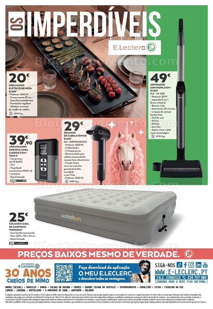 Antevisão Folheto E-LECLERC Bazar Oportunidades Promoções de 30 julho a 12 agosto